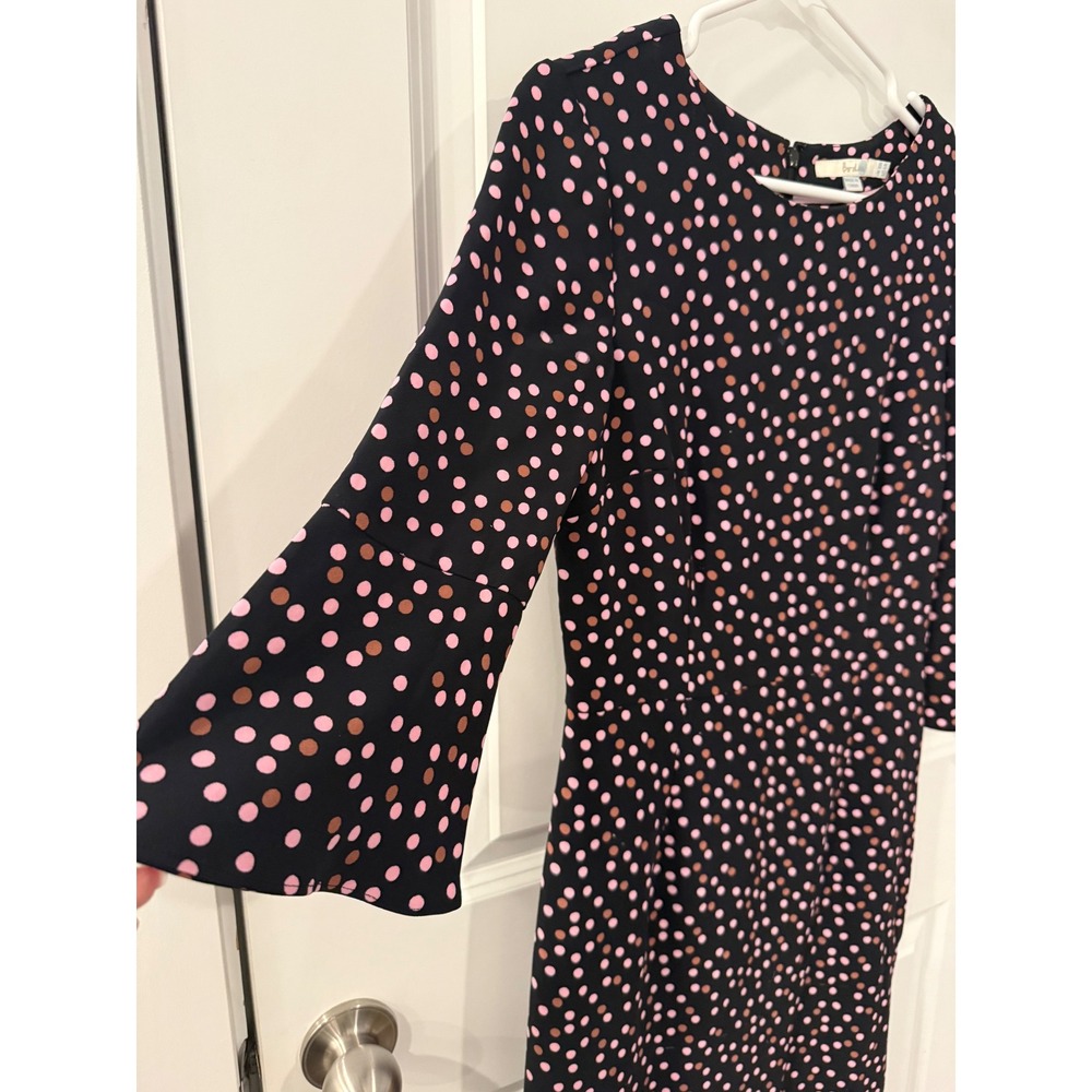 Boden Black Pink Polka Dot Bell Sleeve Sheath Dress US 6R UK 10R - Picture 4 of 5